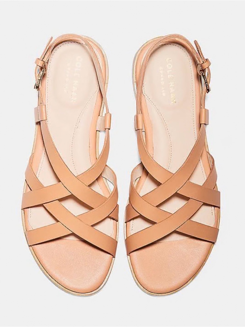 New Sz 6.5 Cole Haan Analeigh Grand Strappy Sandals Nude Leather